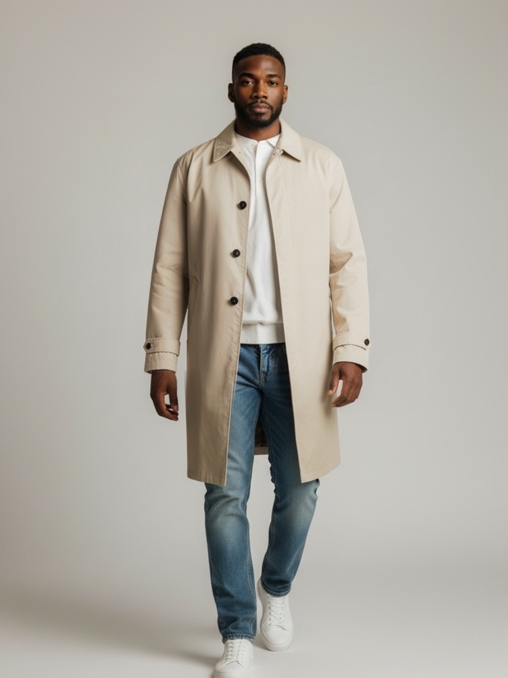 Lauren Ralph Lauren Trench Coat Mens 42L Tan Water Repellent Classic Overcoat
